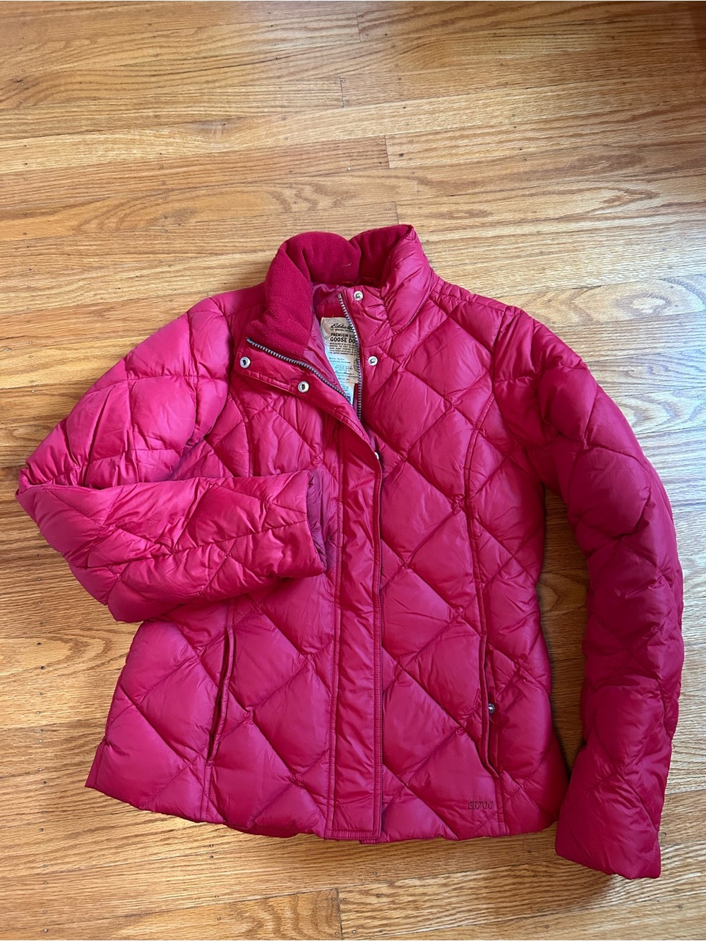 Eddie Bauer Quilted Goose Down Red Puffer Jacket